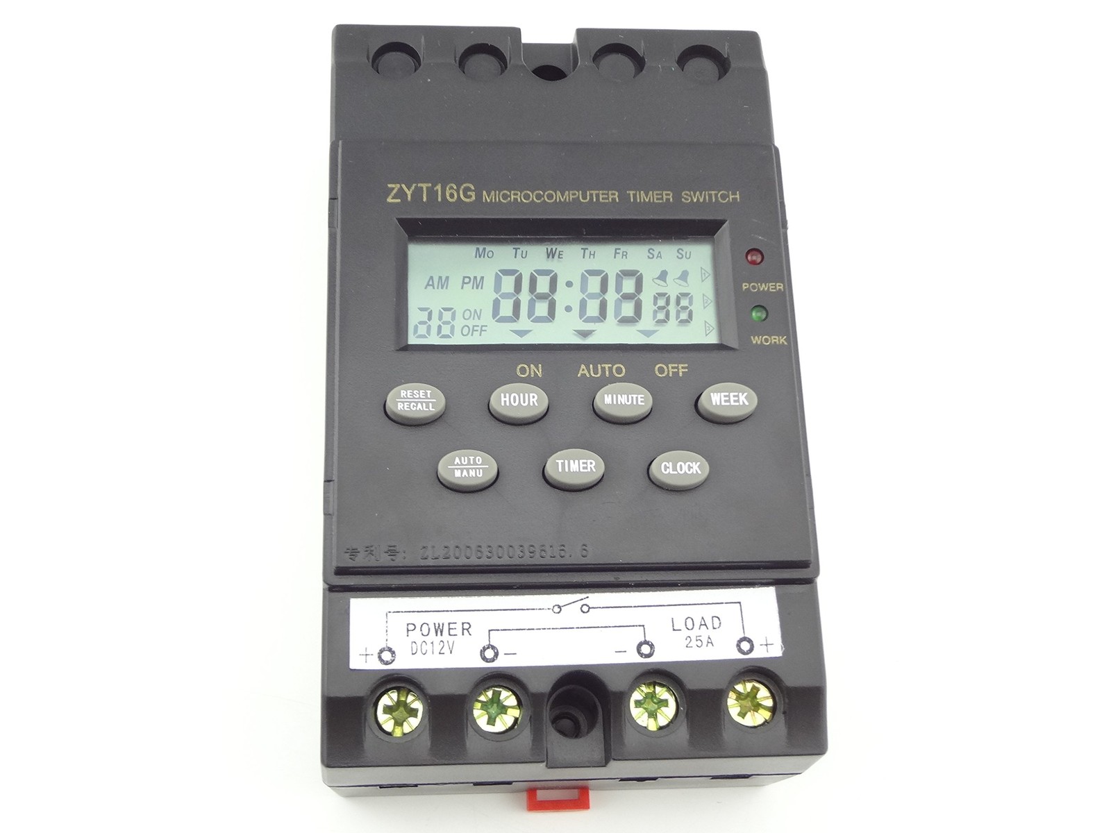 Programmable Timer Switch 12V DC 25A with LCD Display Weekly Controller