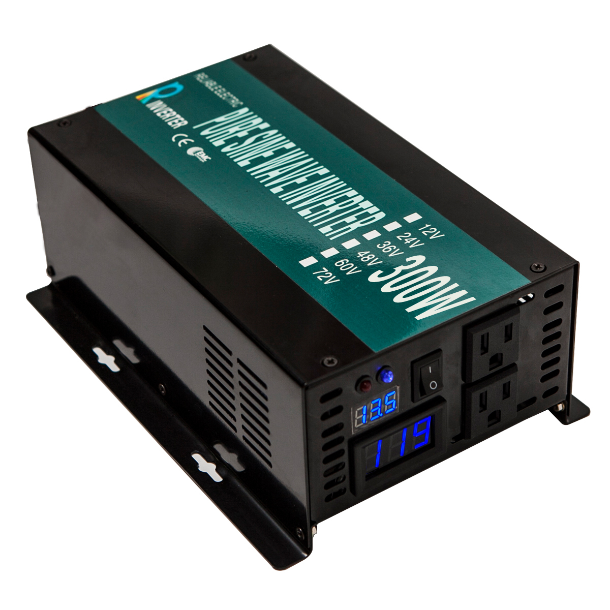 Power Converter 12V DC to 120V AC 300W Pure Sine Wave Inverter Home Solar Car