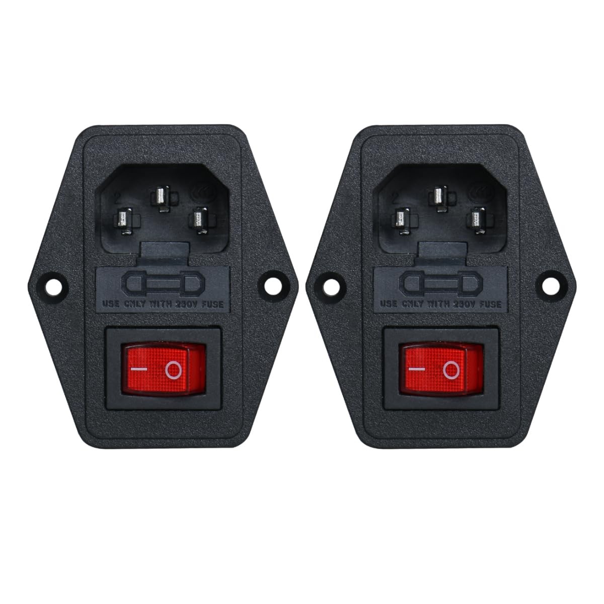 2pcs Inlet Module Plug Fuse Switch Male Power Socket 10A 250V 3 Pin C14 IEC32…