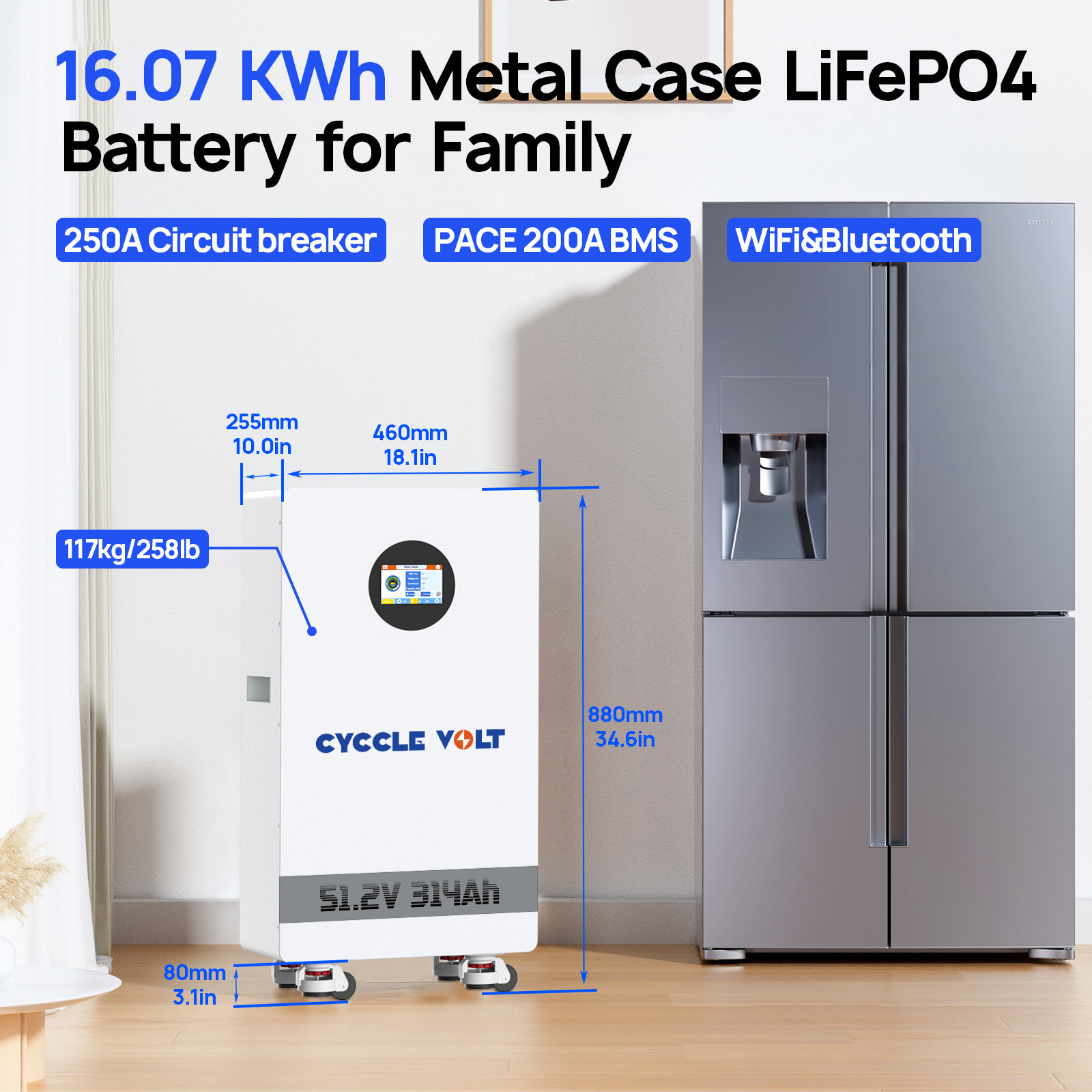16kWh 51.2V 48V 314Ah LiFePO4 Lithium Solar Battery, Home Energy Backup Off Grid