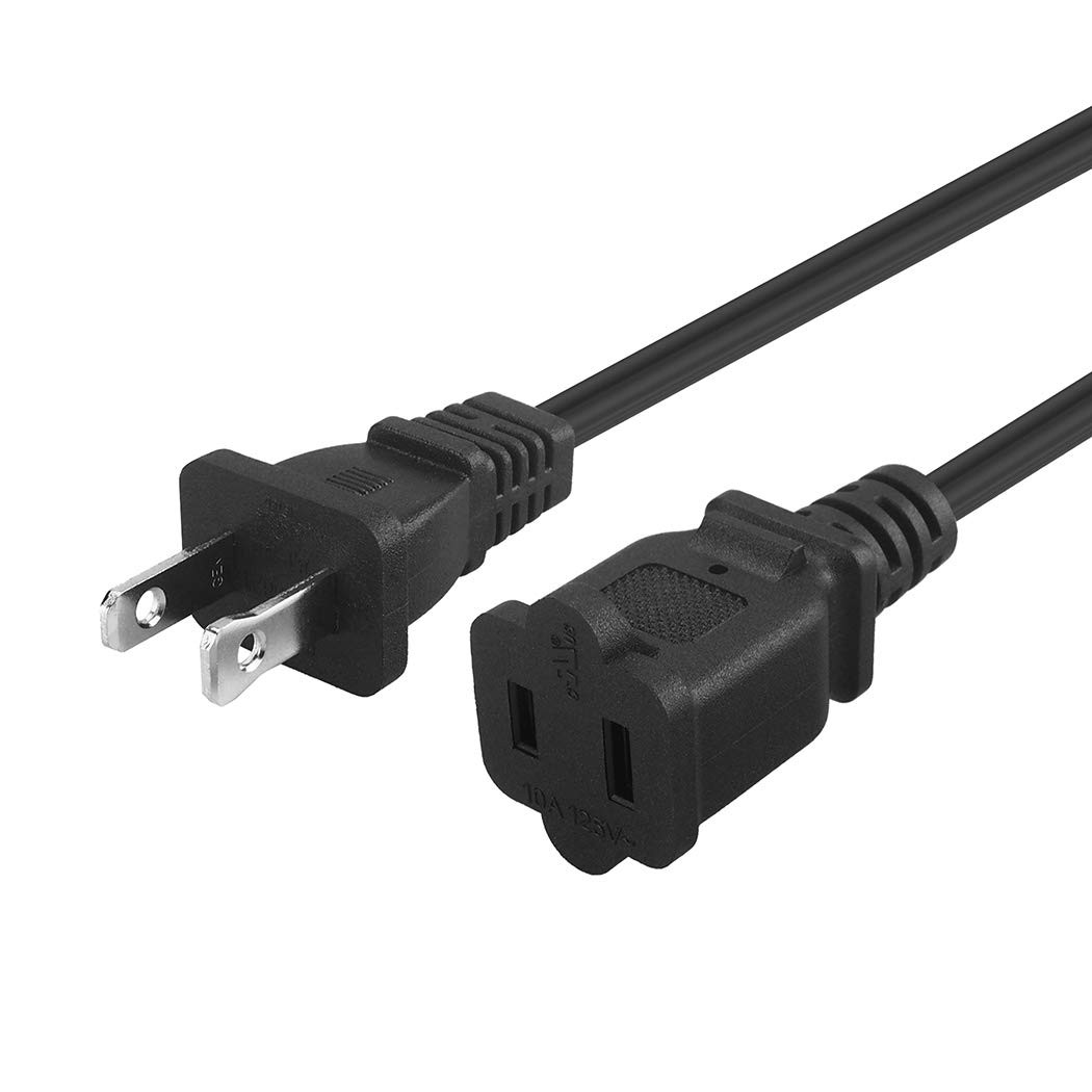 6FT(1.8M) Polarized US 2-Prong Male-Female Extension Power Cord, 2 6FT, Black