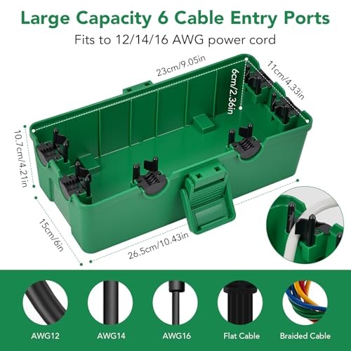 edium Outdoor Electrical Box(10.4x6x4.2inch), IP54 Waterproof, M Green