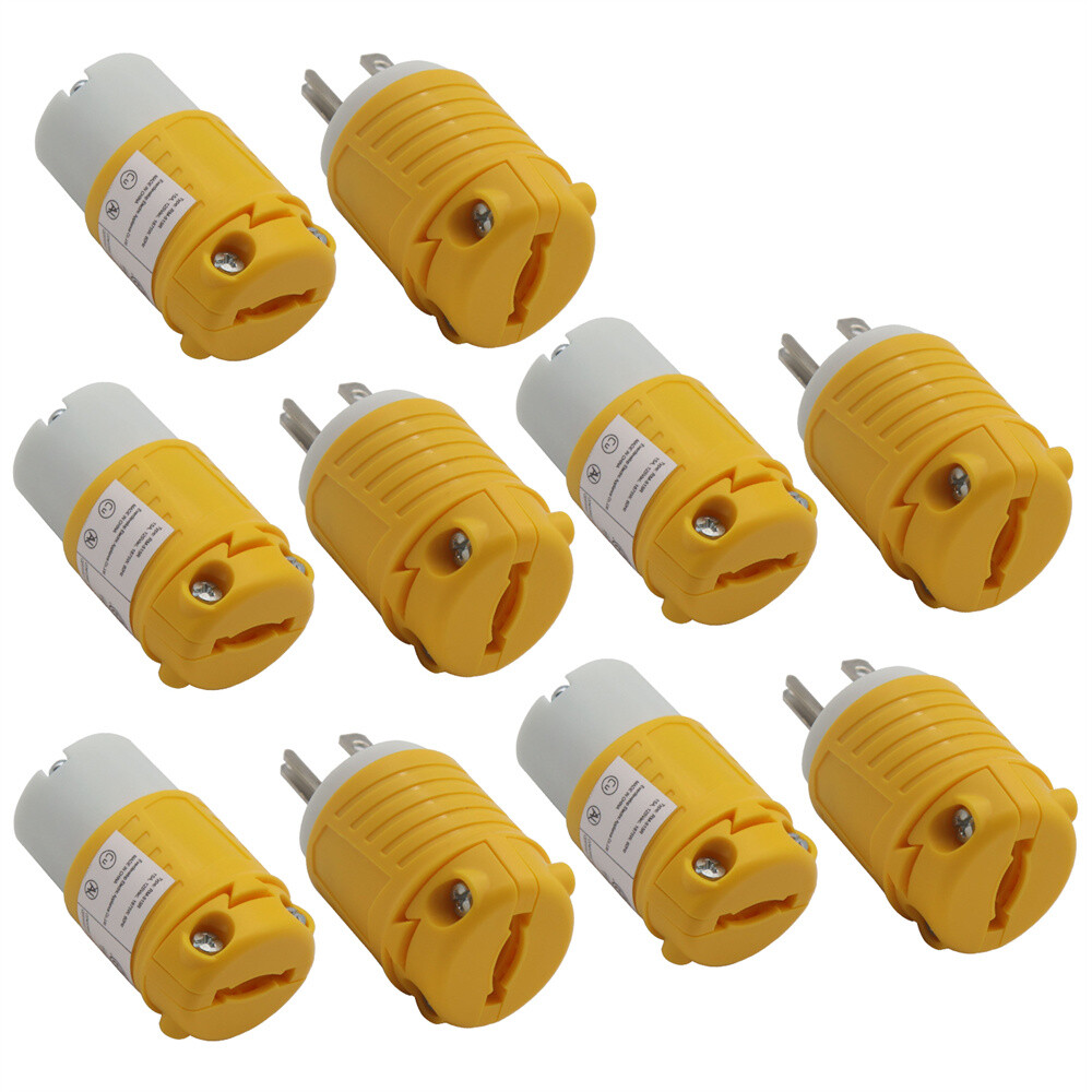 5 sets Straight Blade Electrical Plug and Connector Set 15A 125 Volt 5-15P 5-15R