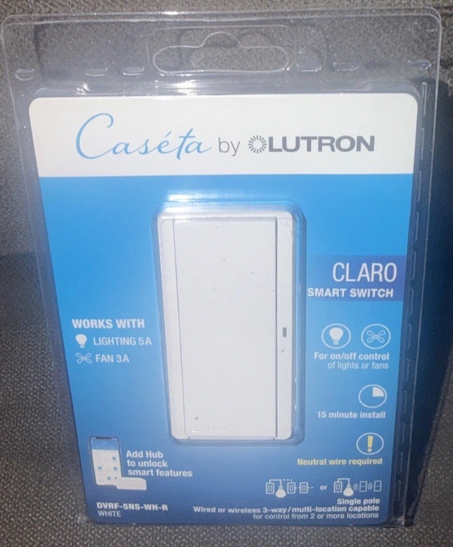 Lutron💡Caseta Smart Lighting Claro White Rocker Light Switch DVRF-5NS-WH-R