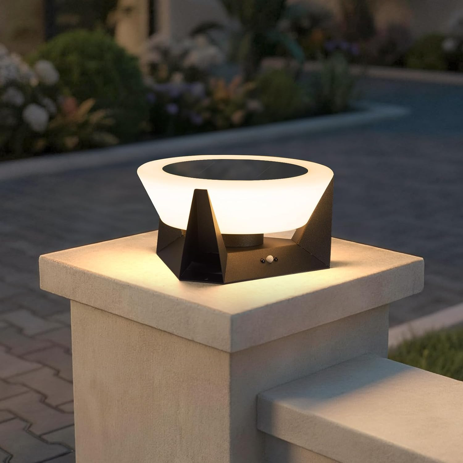 Solar Post Lights Outdoor, 11″ Outdoor Pillar Lights, IP54 Waterproof Solar Powe
