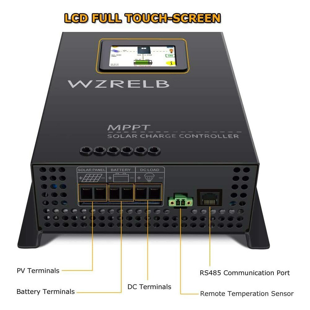 WZRELB MPPT Solar Controller 60A Battery Charger 12/24/36/48V LCD Home 170V Max