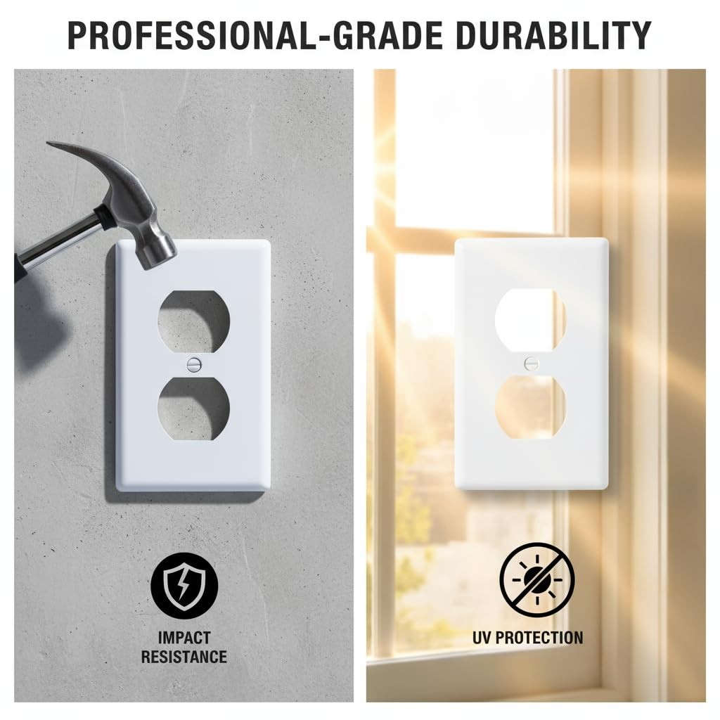 Duplex Receptacle Outlet Wall Plate, 4.5″ x 2.75″/Standard Size, 12 Pack, White,