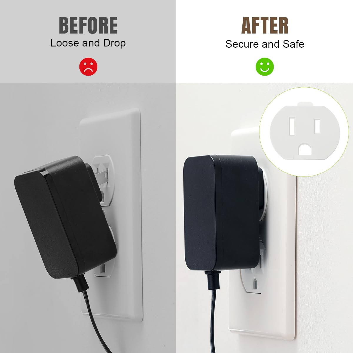 Loose Outlet Plug Fix, 12 Pack Plastic Snug Socket Secured, Outlet Tightener Ins