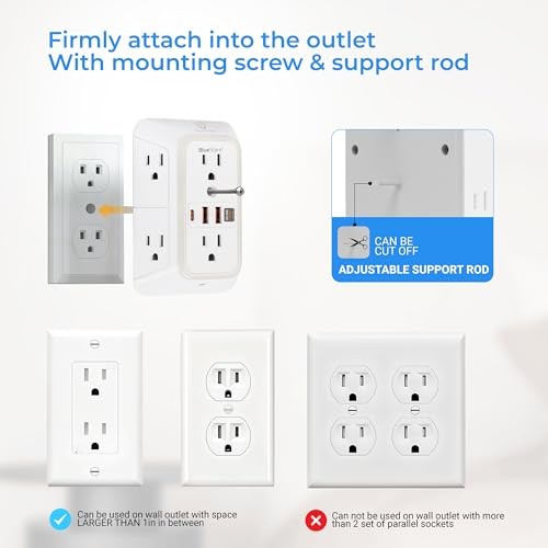 Surge Protector Outlet Extender 6 Outlets 4 USB Ports Fast Charging Power Strip