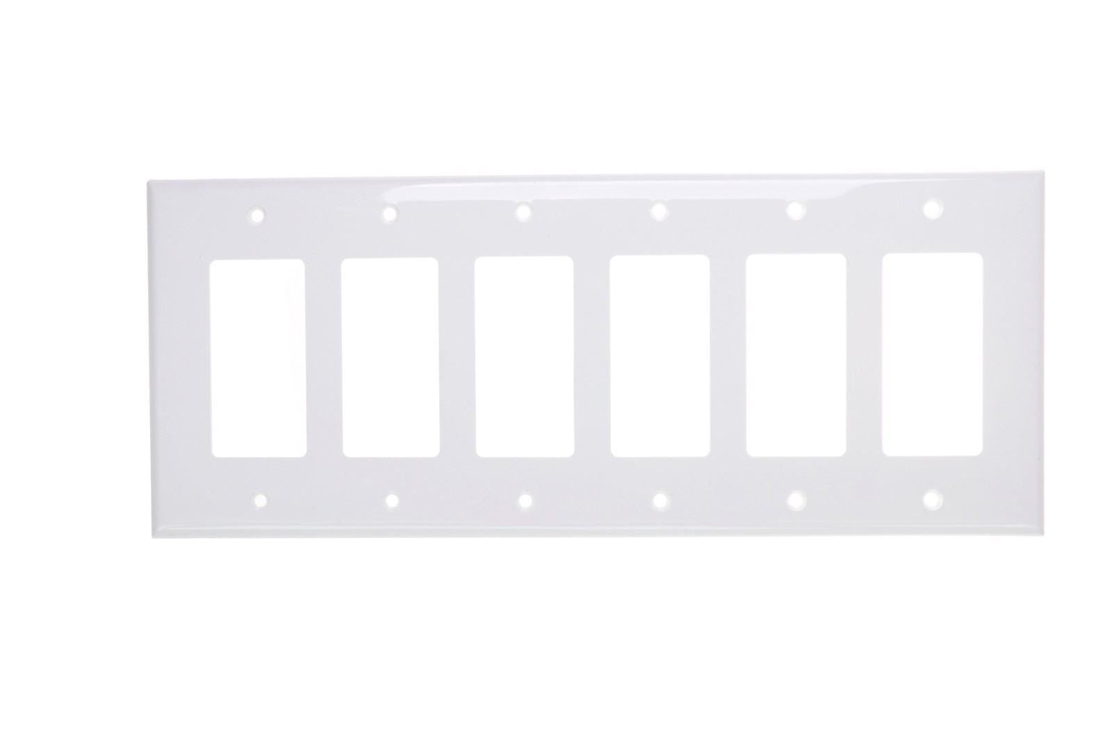 (1 pc) NEW Decorator 6-Gang Wall Plate Cover WHITE Lexan Unbreakable Six Decora