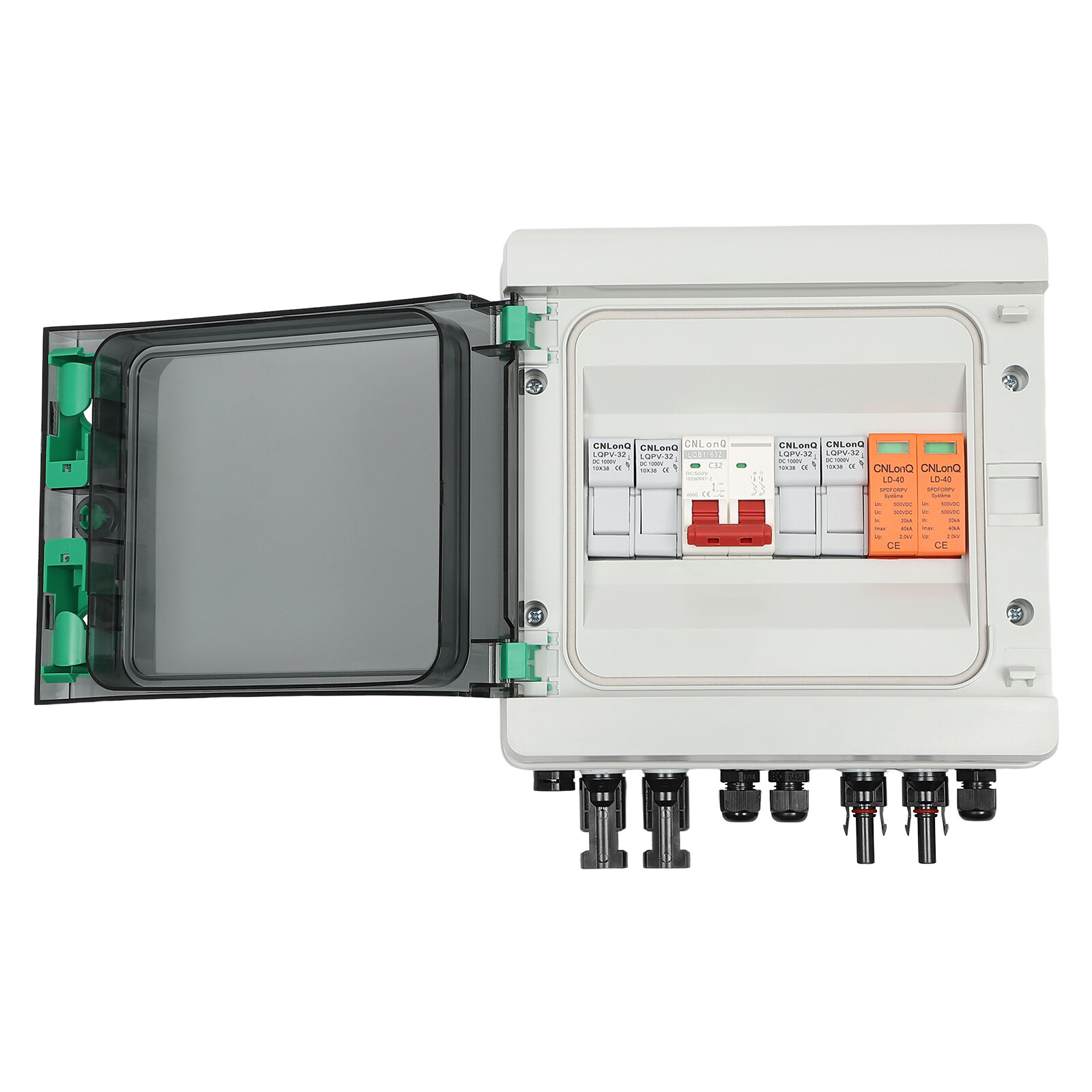 DC 500V / 1000V Solar PV Combiner Box 2 Strings Circuit Breaker For Solar Panel