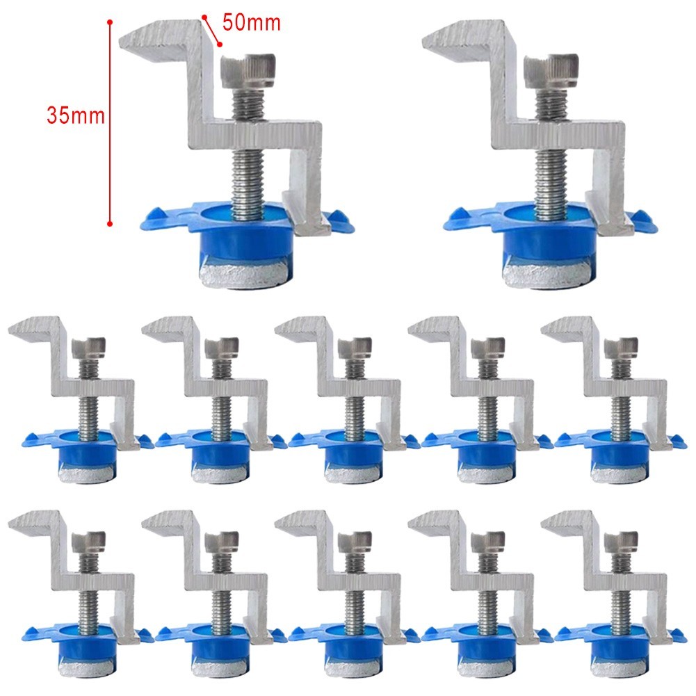 Bracket Solar Panel 12Pcs Aluminium Alloy Clamps Fixture For Mounting Rail