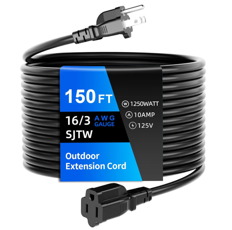 Alargador de Corriente 150 FT 16 AWG SJTW para Uso General Exterior