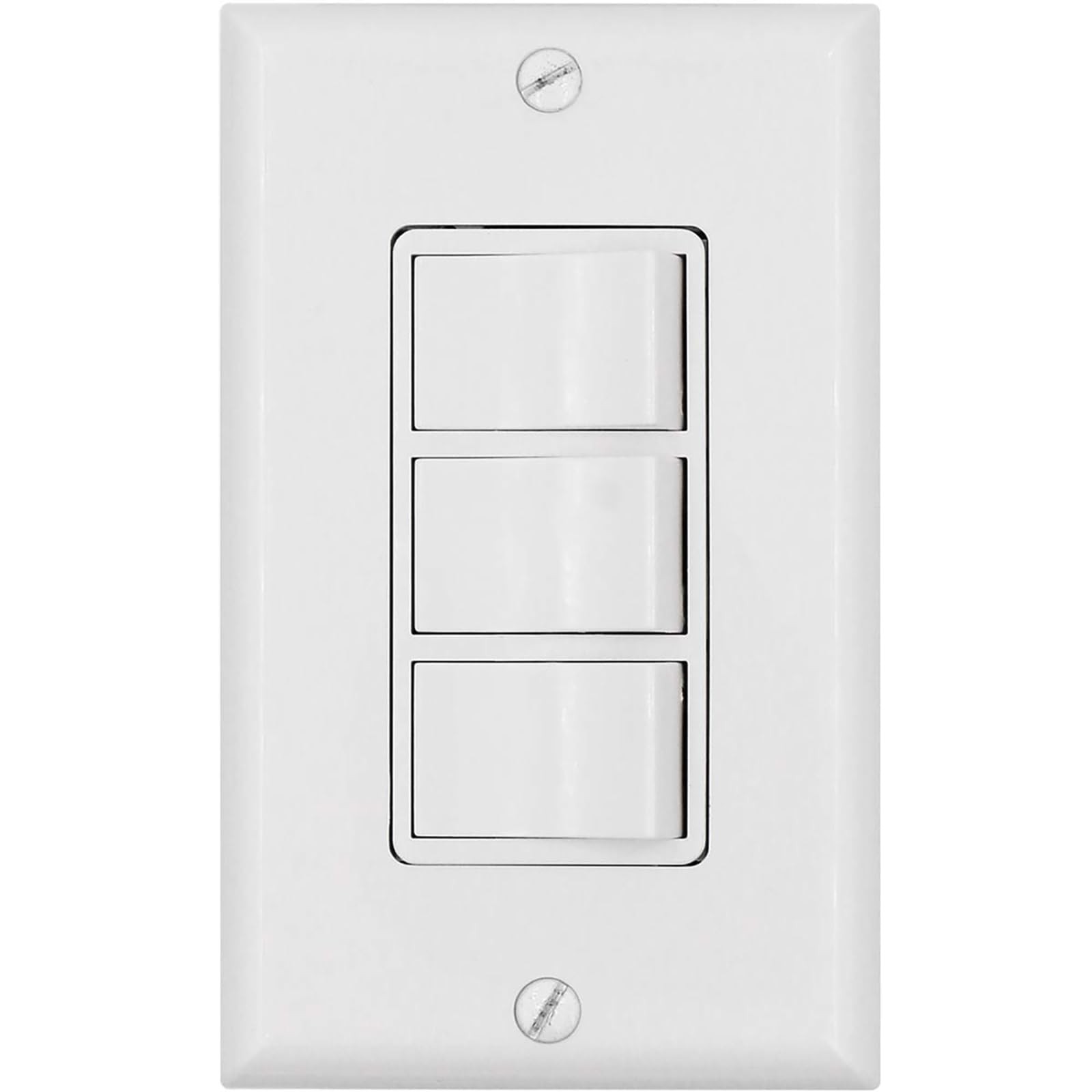 Triple Rocker Light Switch with Wall Plate, 15A 120V Single Pole, 3 Individua…