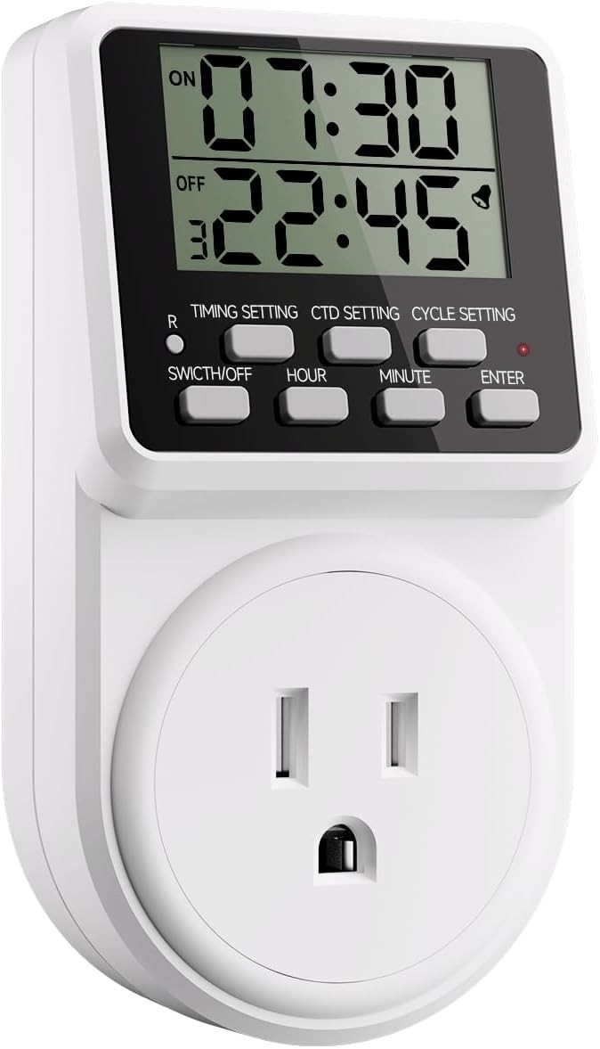 24 Hour Programmable Timer Switch for Outlets 120V 15A Indoor Energy Saver