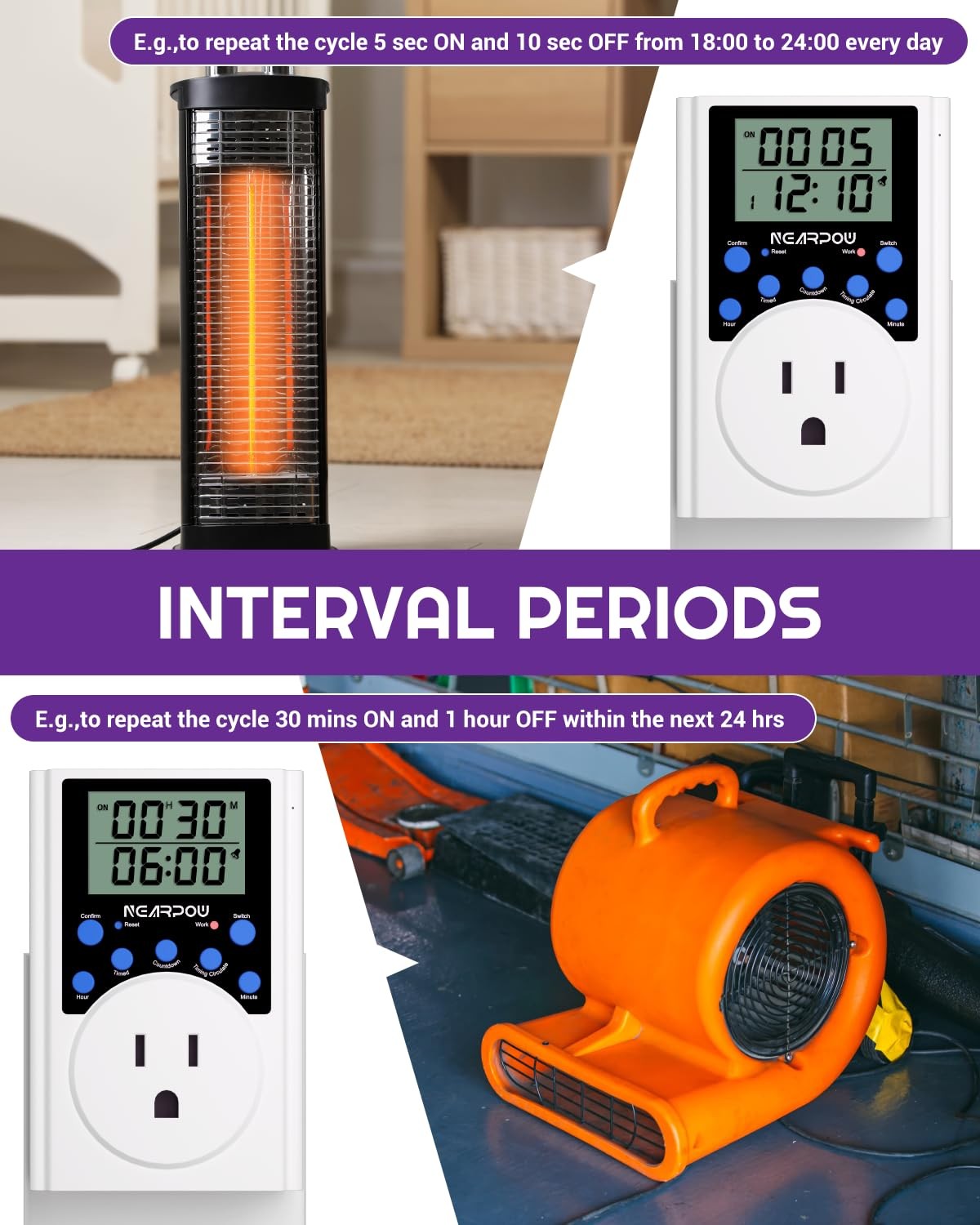Timer Outlet, Nearpow Multifunctional Infinite Cycle Programmable Plug-in Dig…