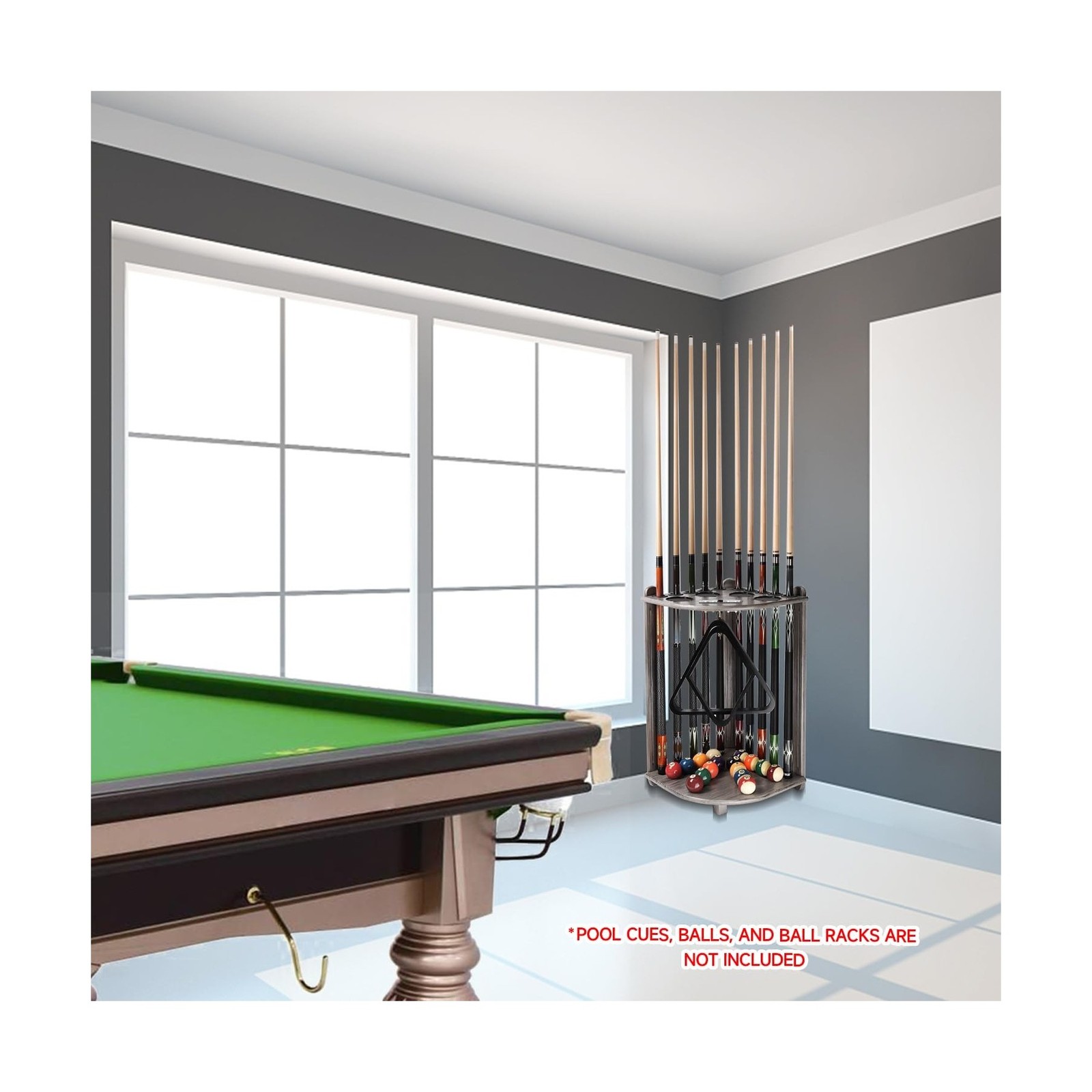 10 Cue Corner-Style Floor Stand Billiard Pool Cue Racks Scratch Resistant Wood