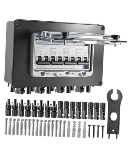 32A Solar DC Circuit Breaker Box 4 Strings, 12–1000V Solar Panel Disconnect