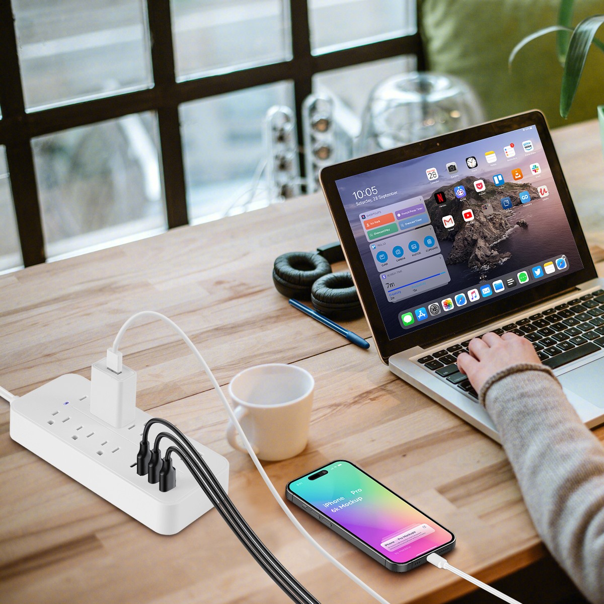 Lot Wall Mountable USB Surge Protector Power Strip with USB Ports 8 Outlet Plugs