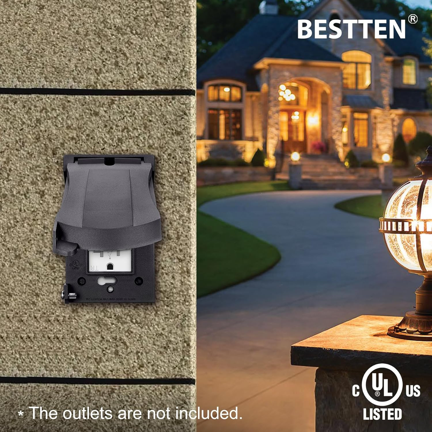 [3 Pack] BESTTEN Outdoor Outlet Cover for GFCI and Decor Receptacle, Weather