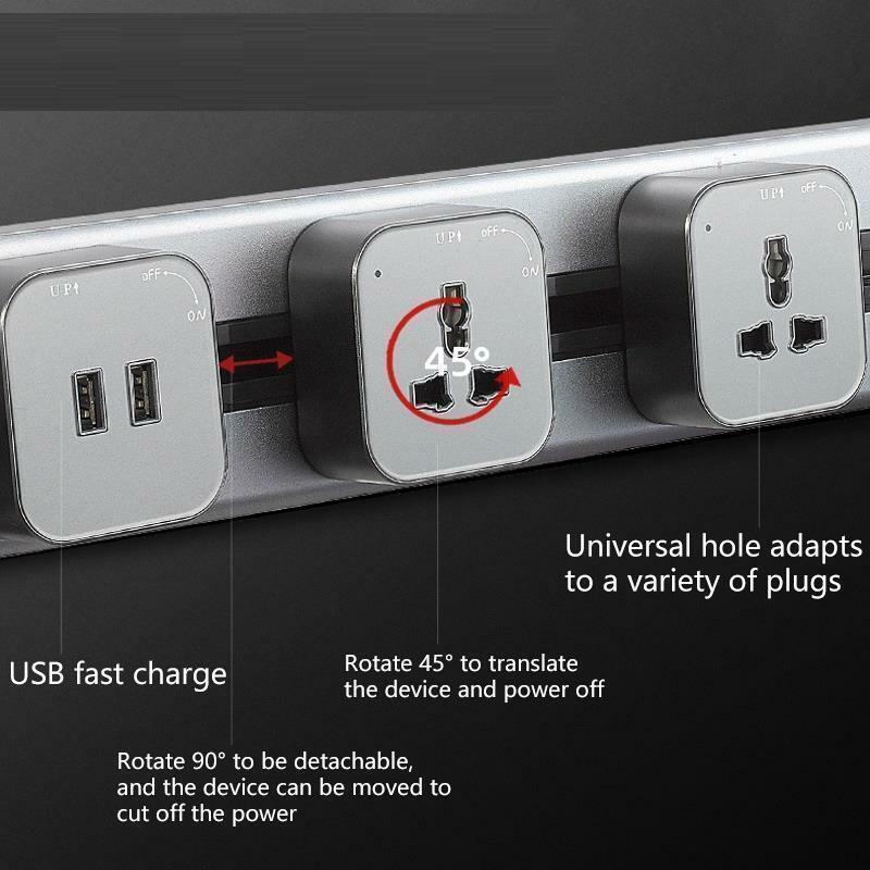 Power Track Socket Electrical Outlet Kitchen Desktop Power Strip Surface Mounted
