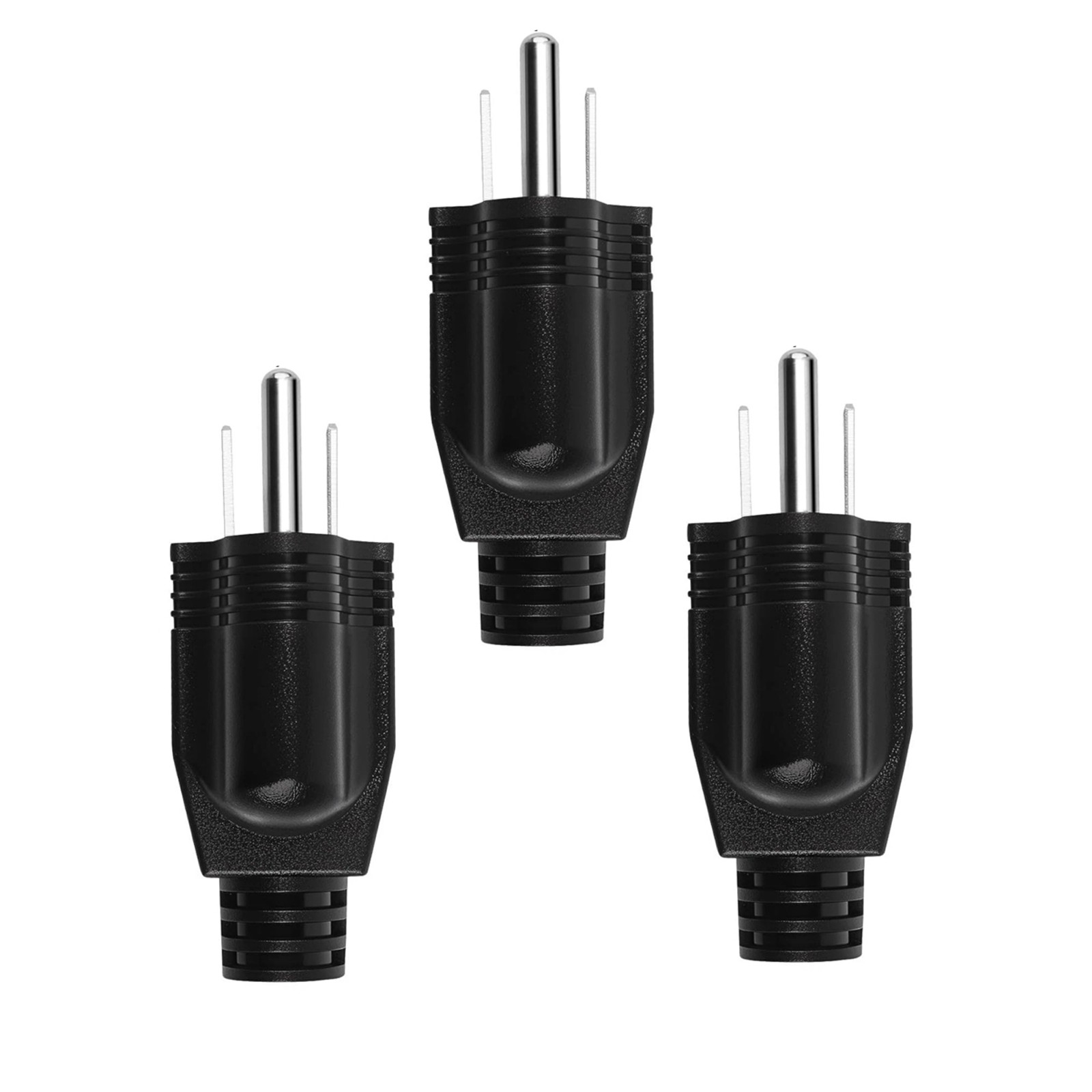 3-Pack 15A 125V AC Replacement Plug Connectors 3 Prong Male Extension Cord