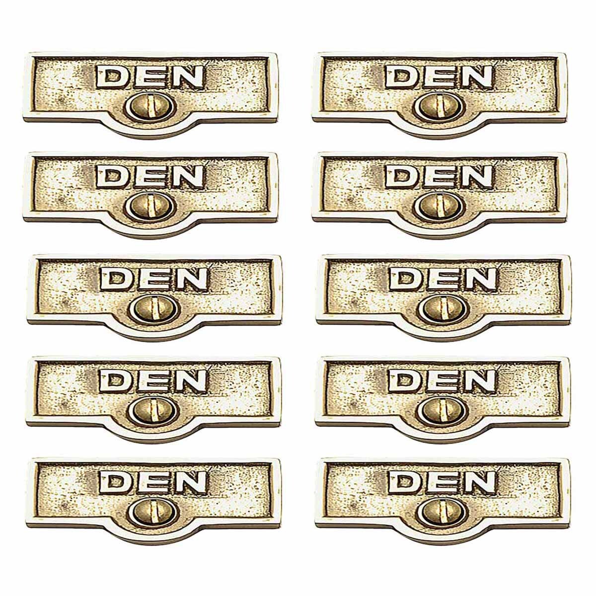 Switch Plate Tag “DEN” Name Sign Label Lacquered Pack of 10 Renovators Supply