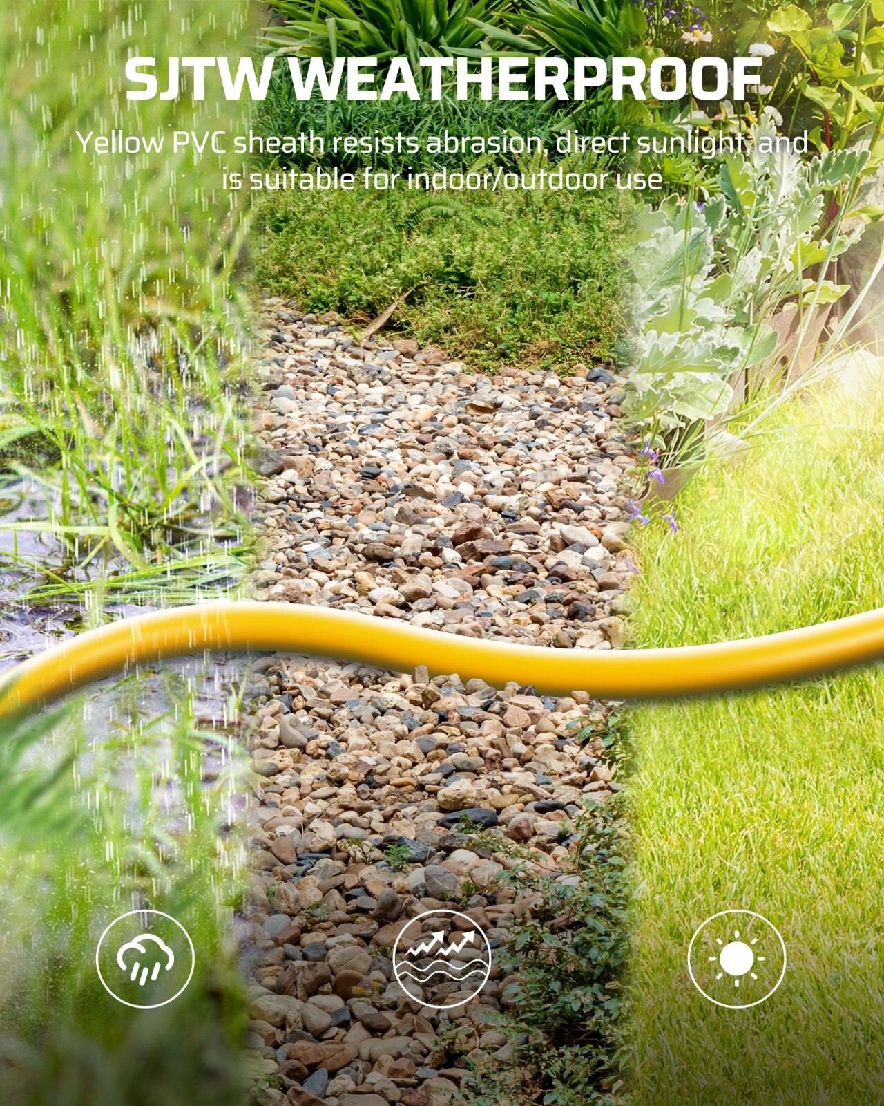 DEWENWILS 15FT Heavy Duty Extension Cord 14AWG, 6 Outlets, Waterproof Switch