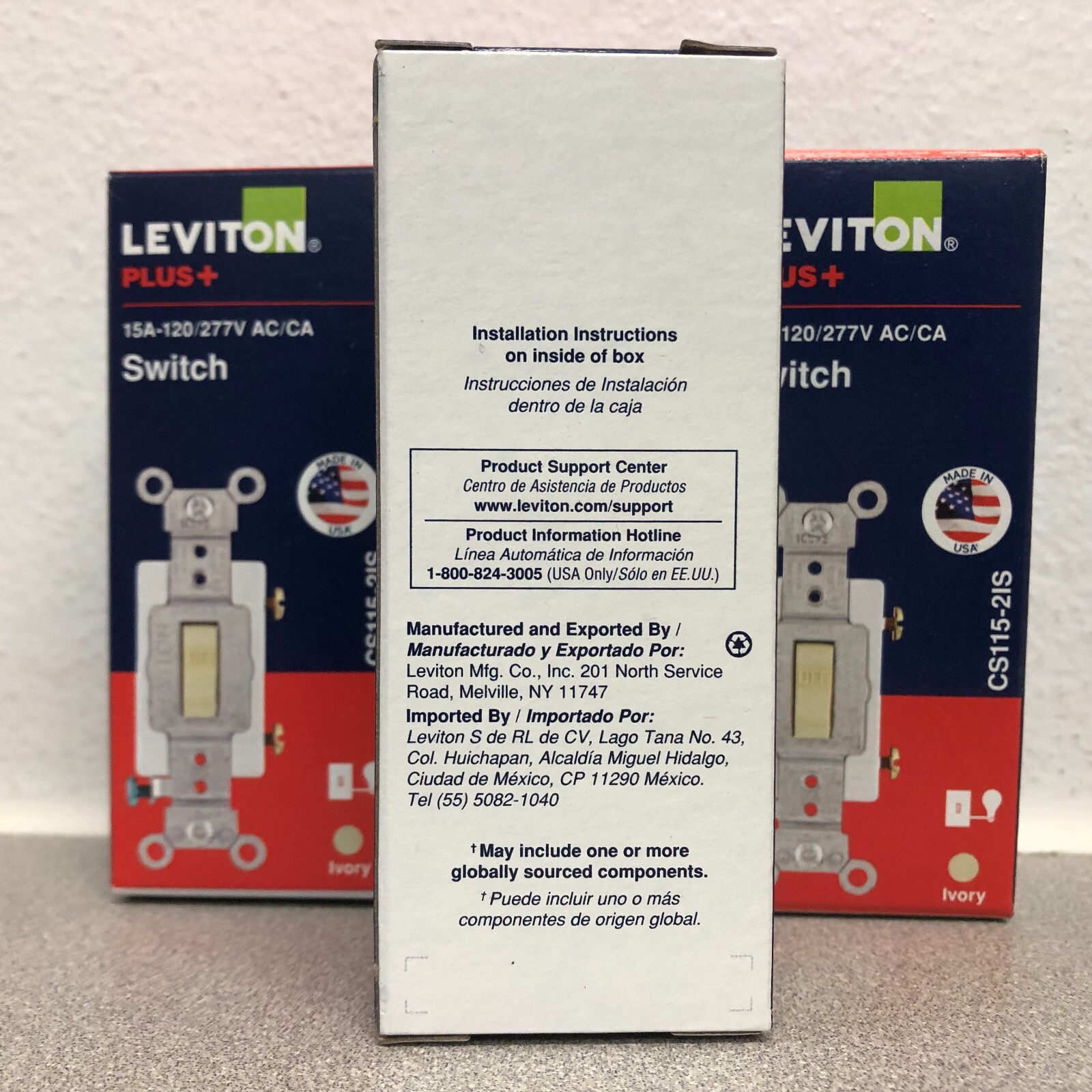 Leviton CS115-2IS 15 amps Commercial Single Pole Toggle AC Switch Ivory 4 pack