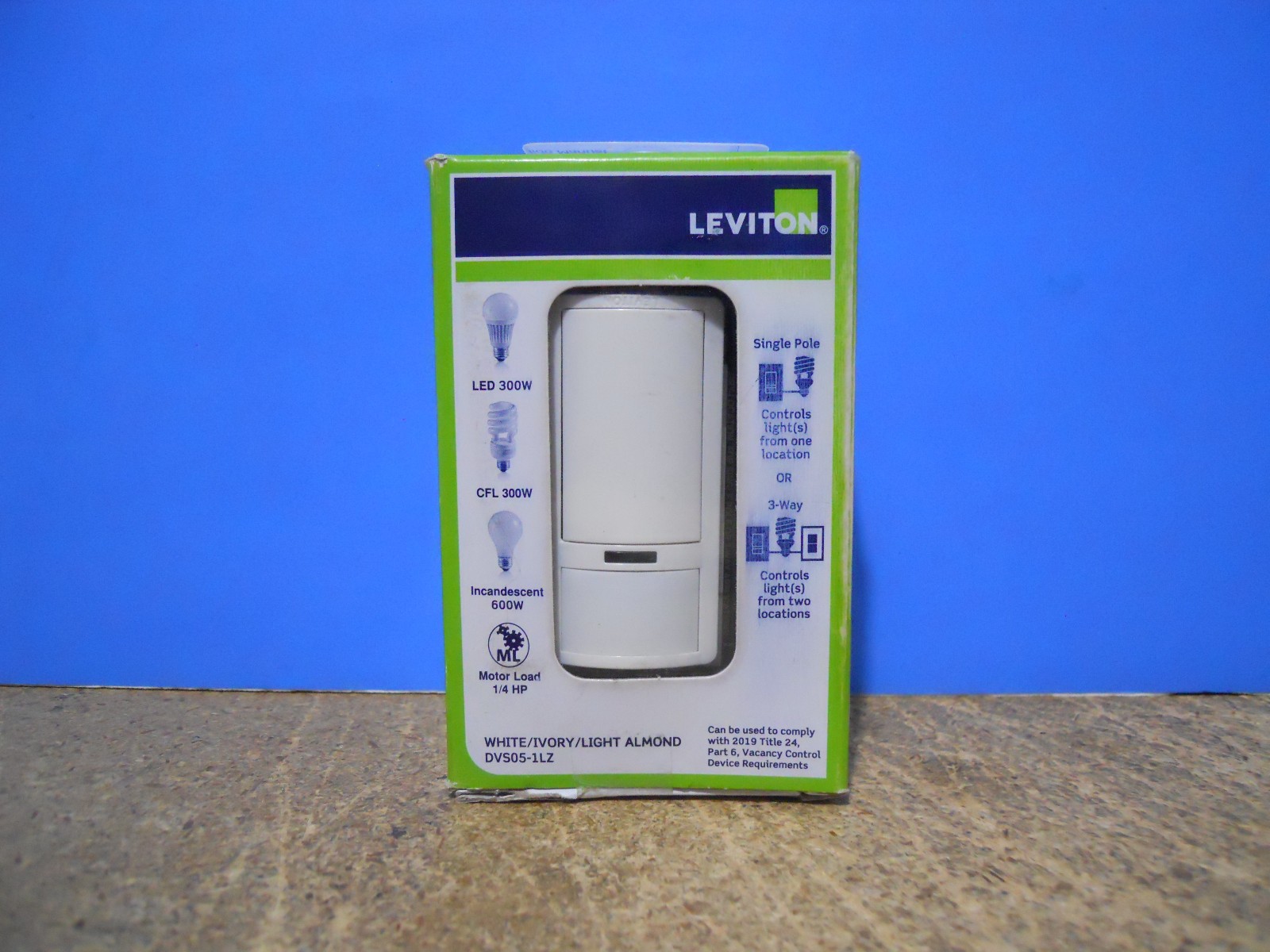 Leviton DVS05-1LZ Universal LED/CFL Manual-On Vacancy Sensor