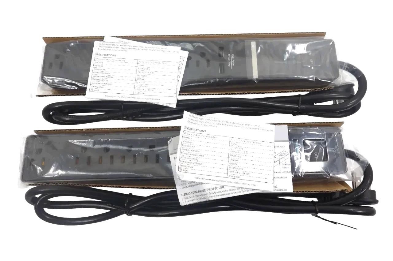Lot of 2 Rocketfish 7-Outlet Surge Protector USB/USB-C 2100 Joules