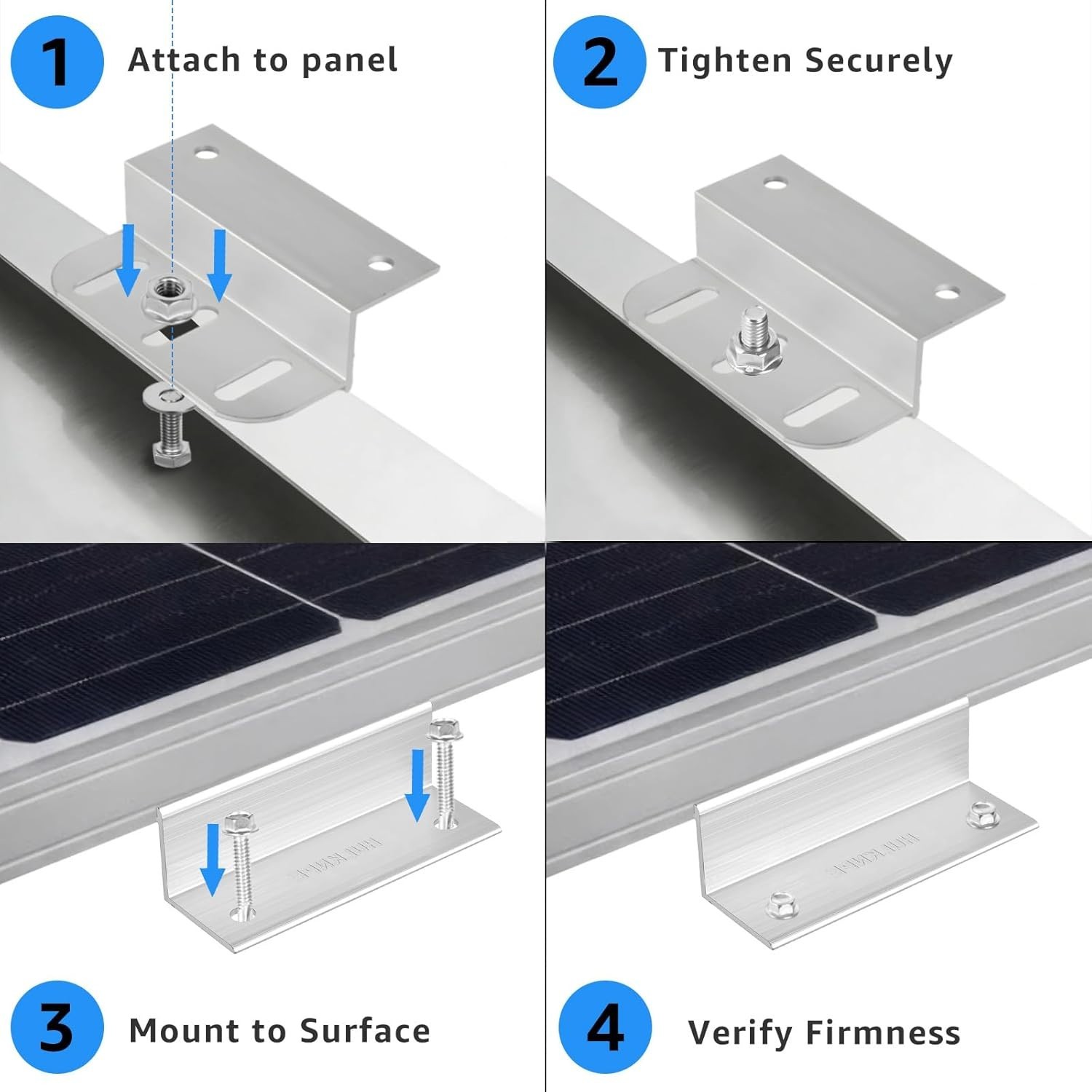Corrosion-Resistant 16 Pack Z Brackets Solar Panel Mounting Kit for Boats & RVs