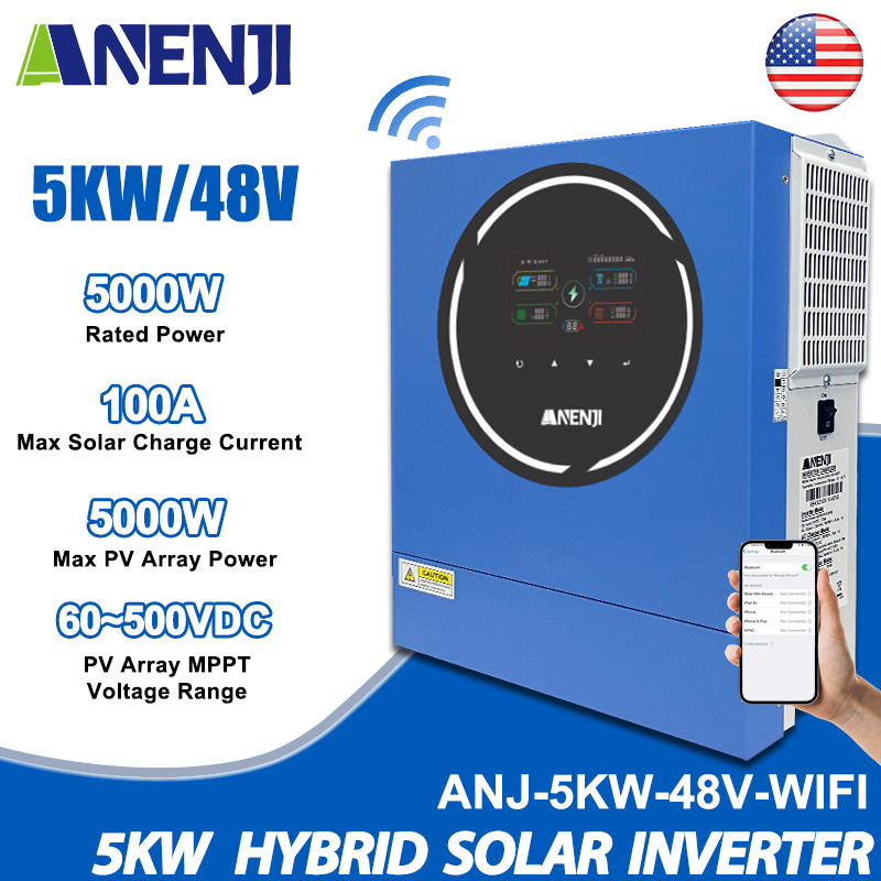 5KW 48V Hybrid Solar Inverter On-Grid+Off-Grid MPPT 100A Charger Controller WIFI
