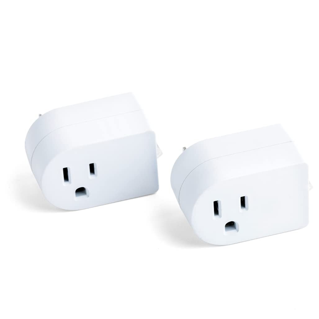2-Pack White Grounded Outlet On/Off Power Switch with Amber Light ETL Listed