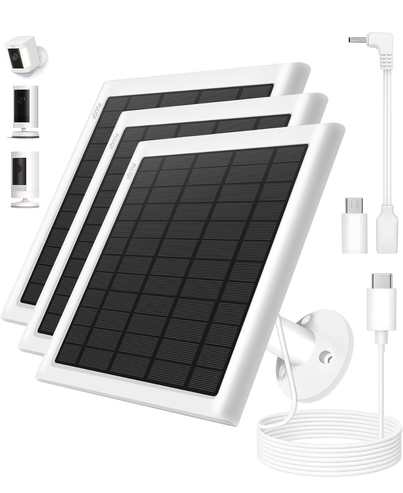 Solar Panel for Ring Camera, 3-Pack Solar Panel Charger Compatible with Ring
