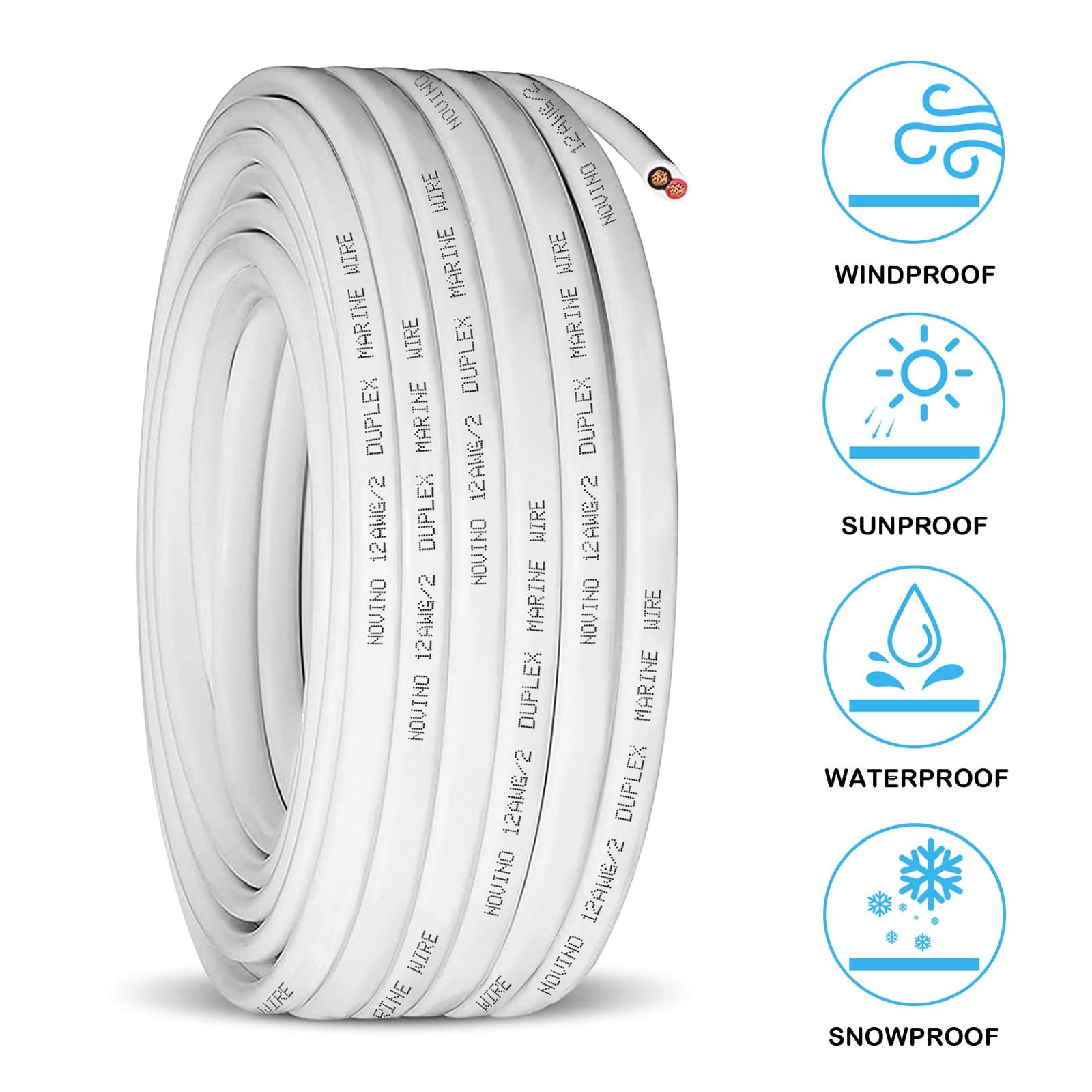 12 Gauge Marine Wire,12 AWG Duplex Marine Grade Wire,30ft Tinned Copper Boat …