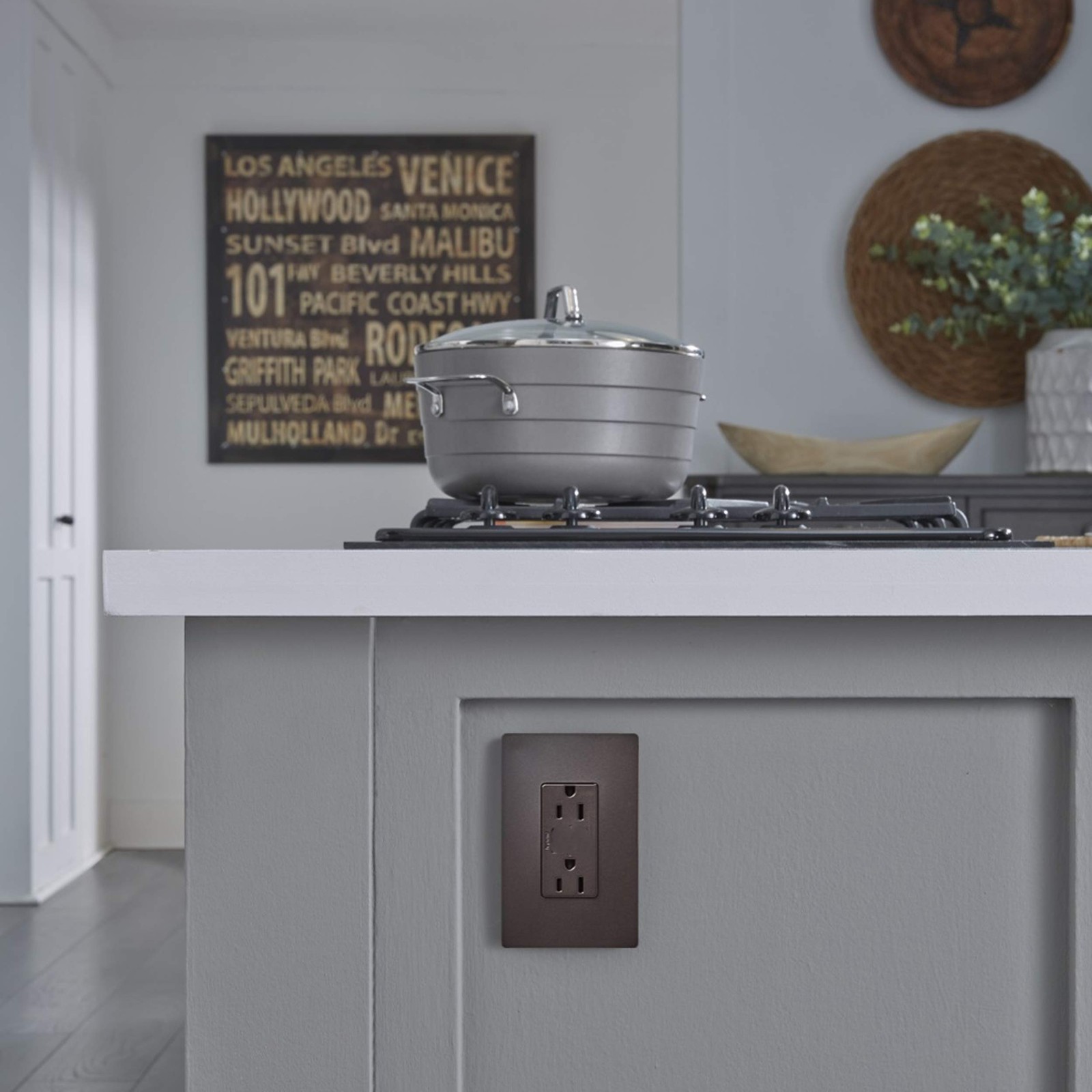 Dark Bronze Low Profile Wall Plate Modern Design Easy Install Scratch Resistant