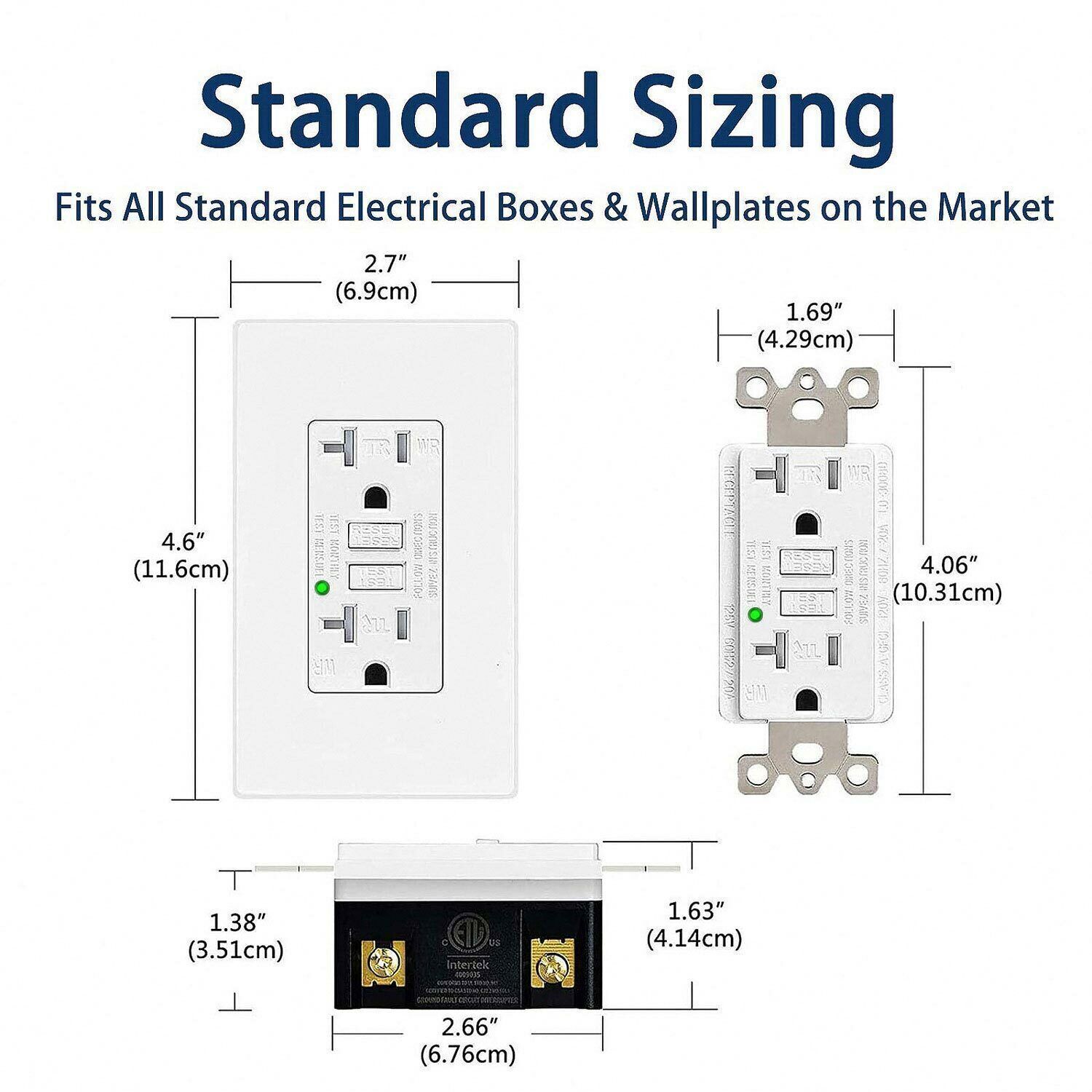 Self-Test GFCI Outlet 20 Amp Outdoor GFI Receptacle Commercial Residential Use