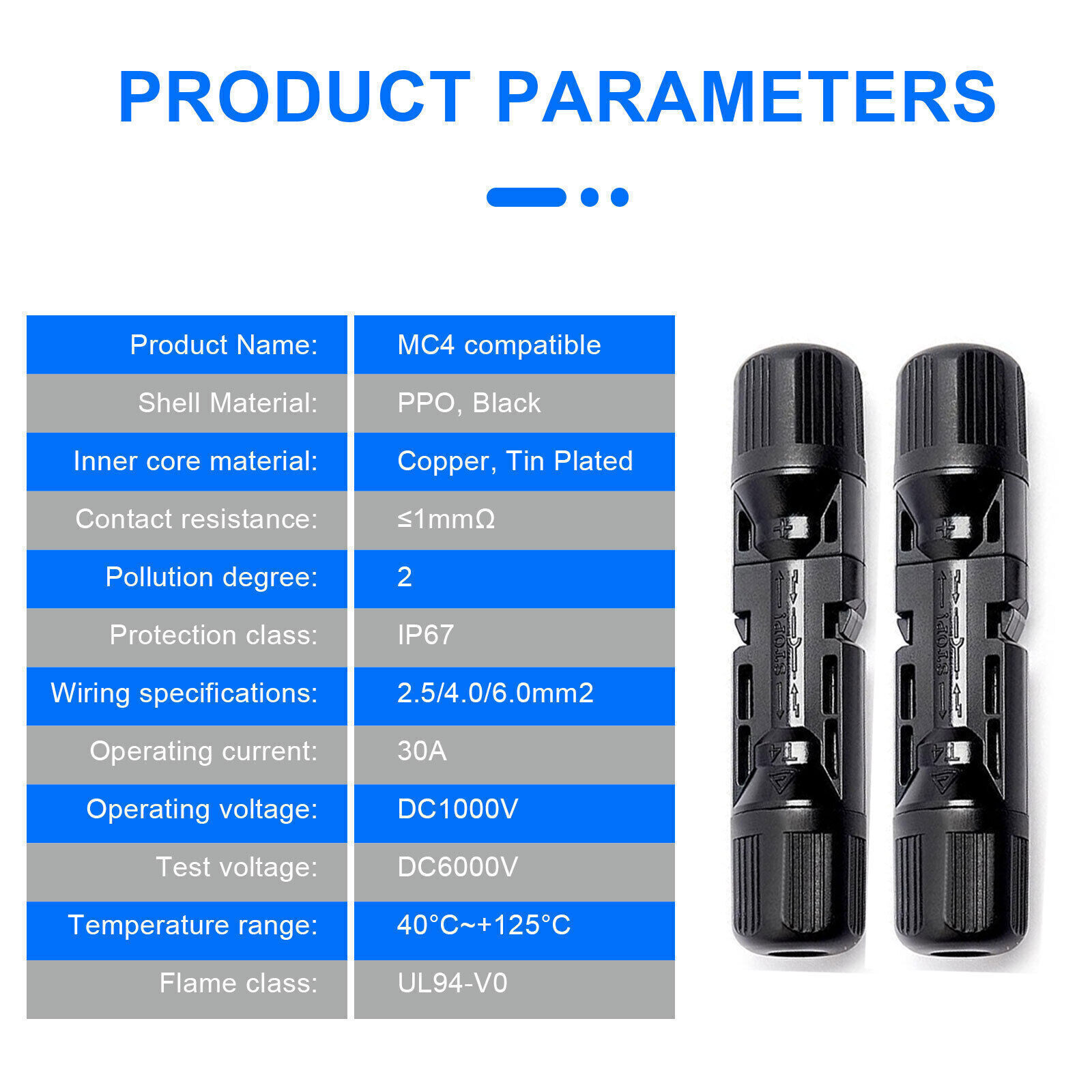 Waterproof Solar Connectors with Spanner Solar Panel Cable Connectors 5-20 Pairs