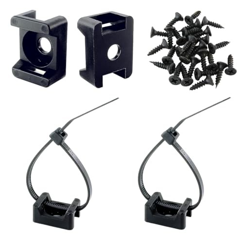 Saddle Type Cable Zip Tie Mounts Base Kit with Screw Hole, 6 Inch Strong