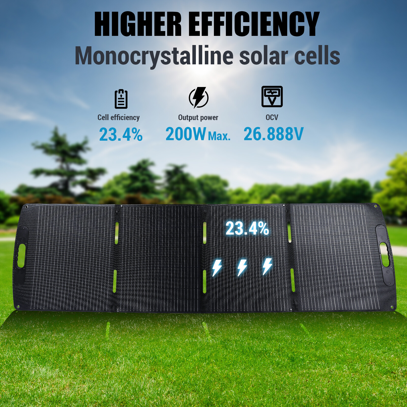 Panel solar portátil plegable, cargador solar de 100W 200W IP65 para RV CAMPING