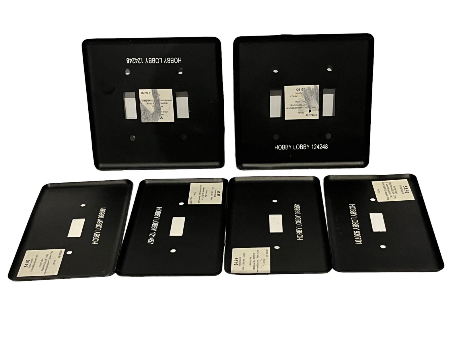 Chevron Zig Zag Black and White Metal Wall Decor Light Switch Plates Lot of 6