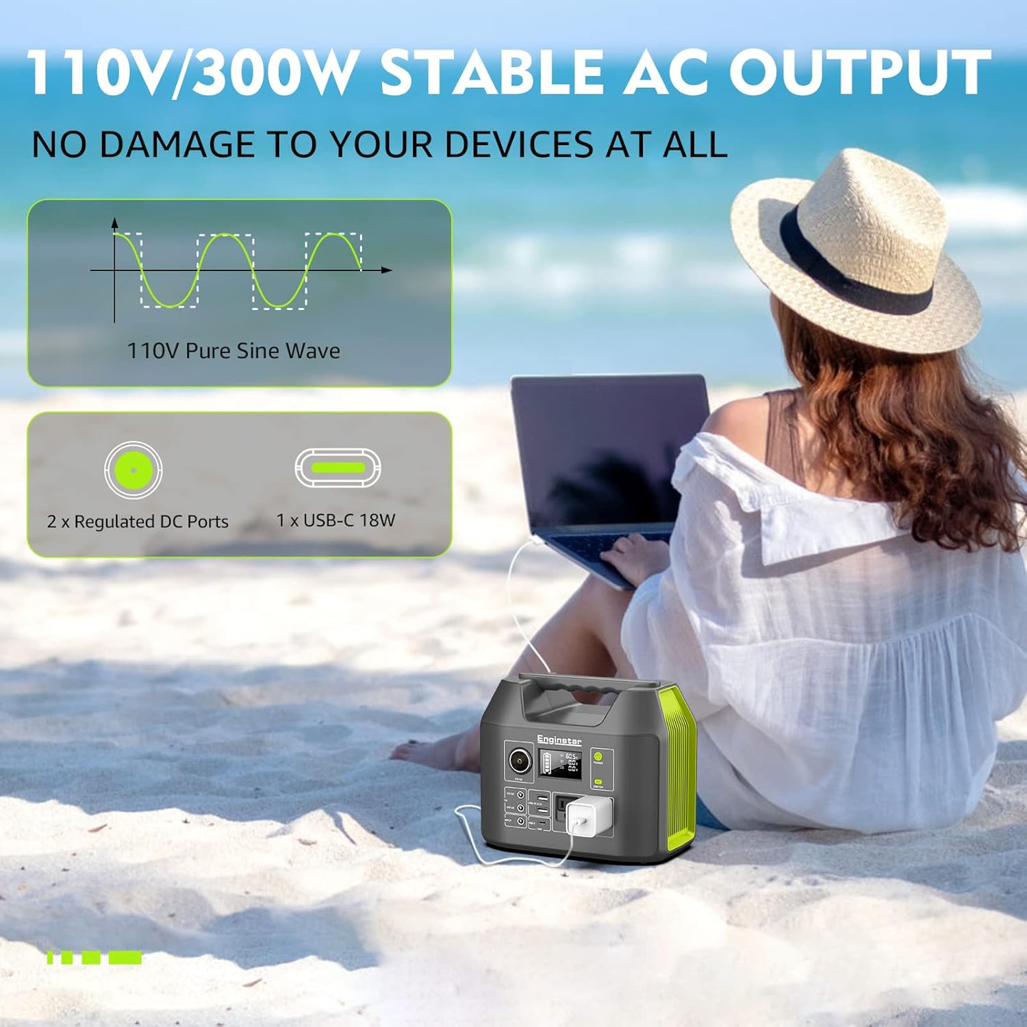 300W Solar Generator, 296Wh Portable Power Station for Camping & RV Trips