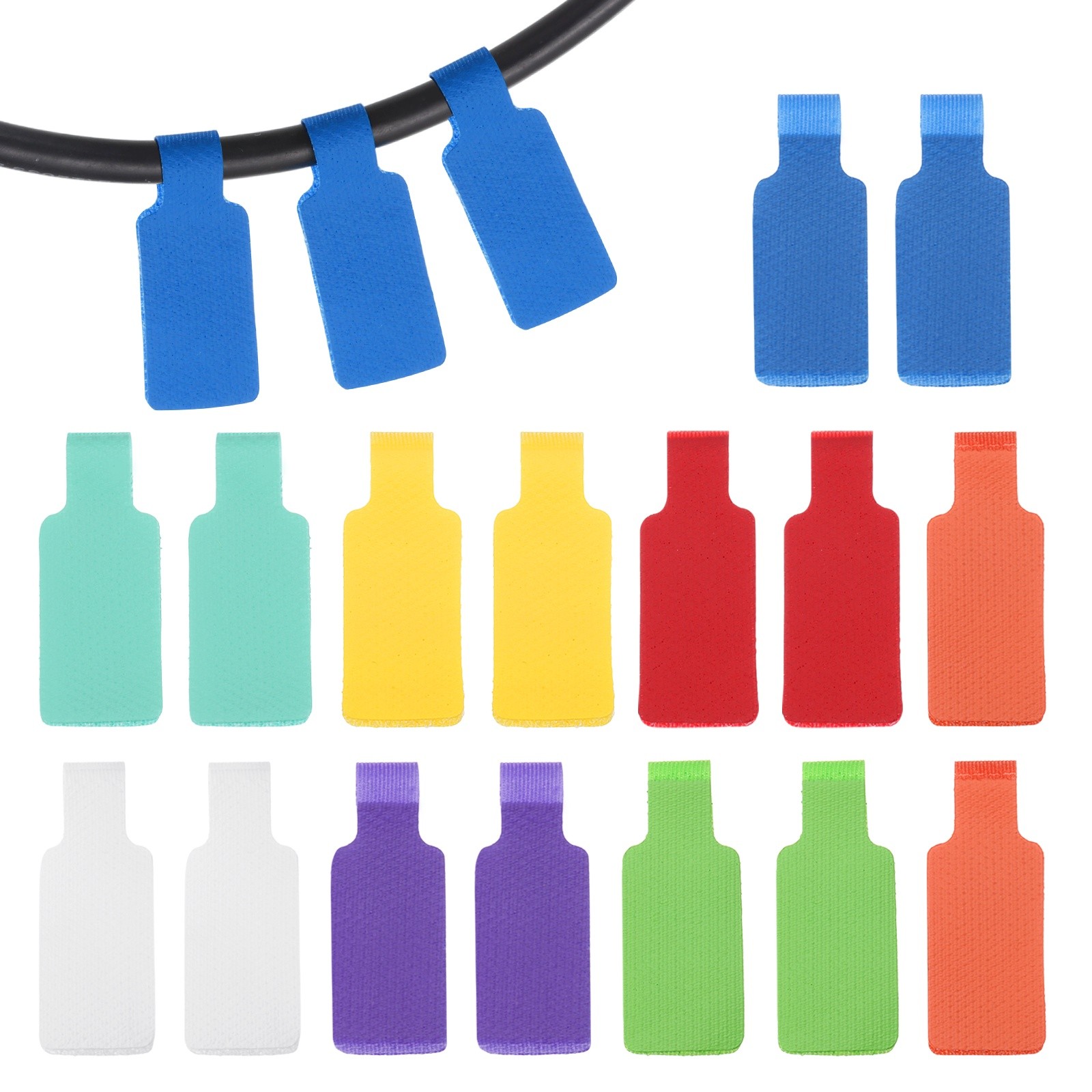 16Pcs 1.8″ Rectangle Cable Labels Tags Multicolor