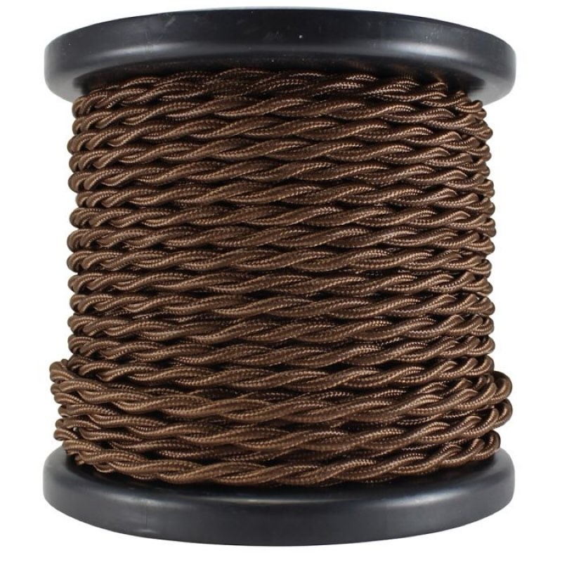 Brown Cloth Covered Twisted Cord – 100 foot spool – 18 AWG (6 pc) Total of 600ft