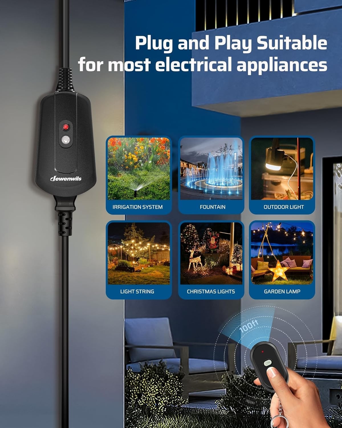 Outdoor Wireless Remote Control Outlet, 15 amp Heavy Duty Weatherproof Remote…