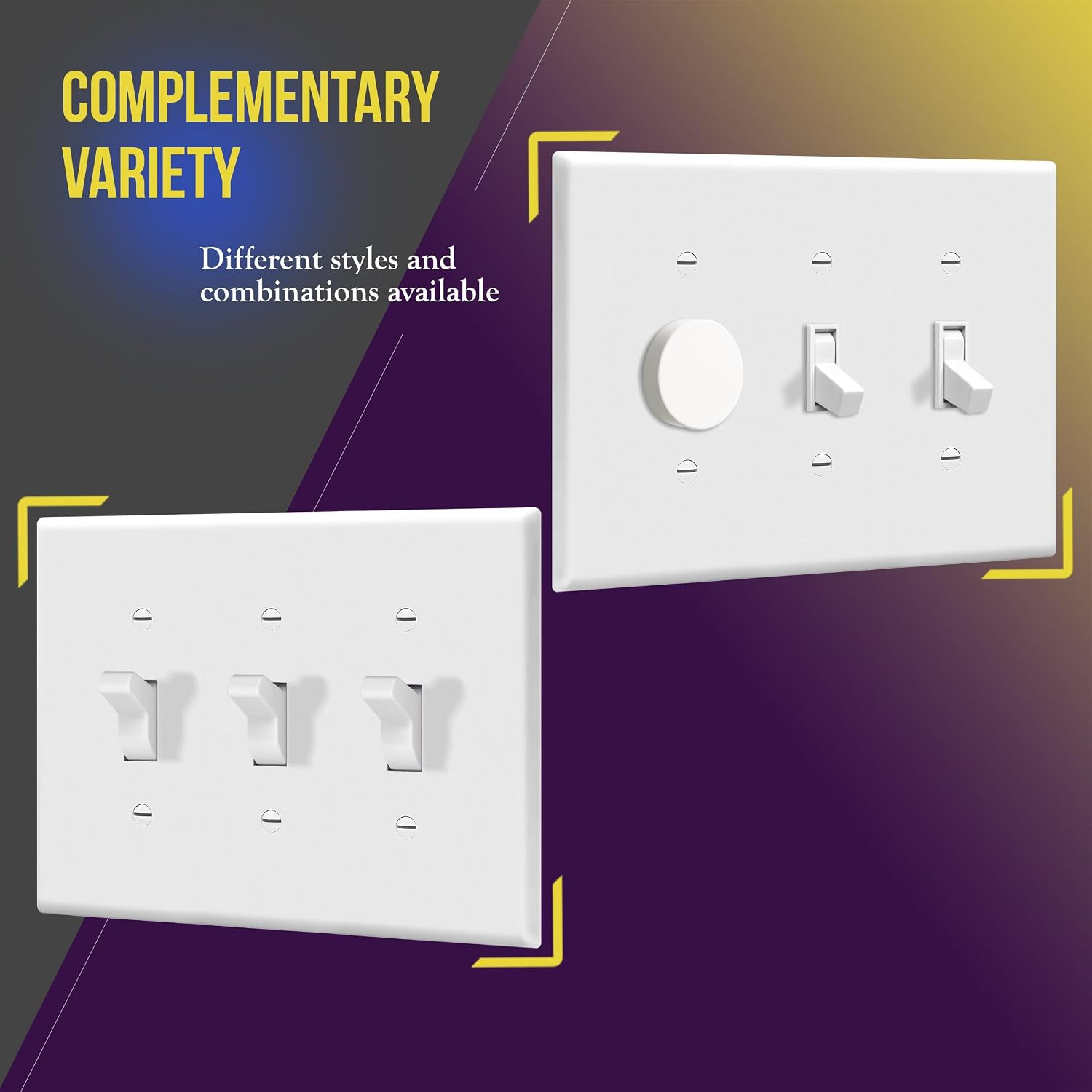 Toggle Light Switch Wall Plate, Gloss Finish, 3-Gang 4.88″ X 6.77″, Mid-Size, Un