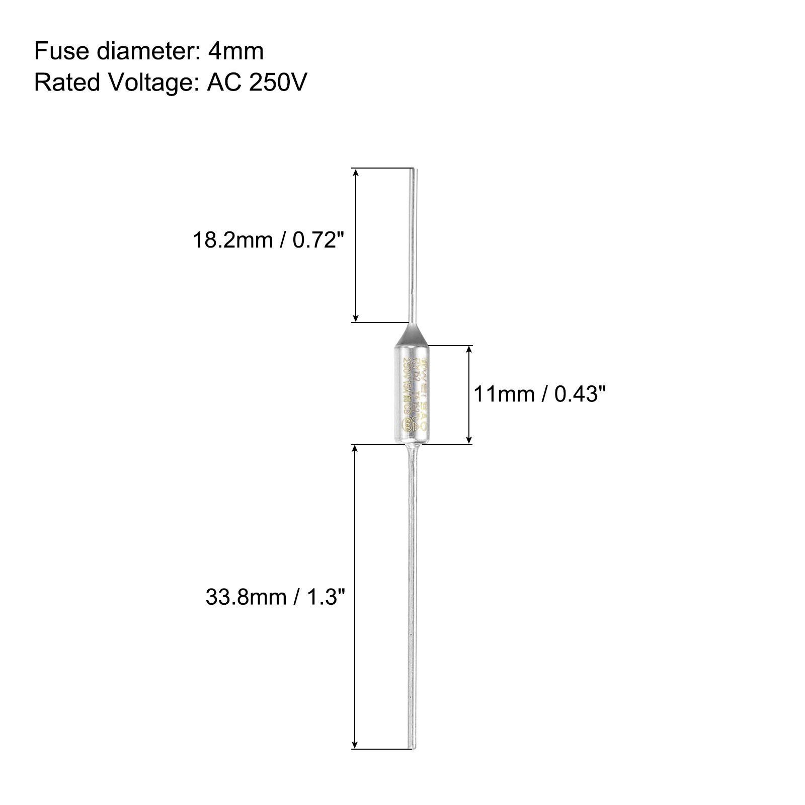 4Pcs Metal Temperature Thermal Fuse RY152 152 °C 305.6 °F 15A 250V