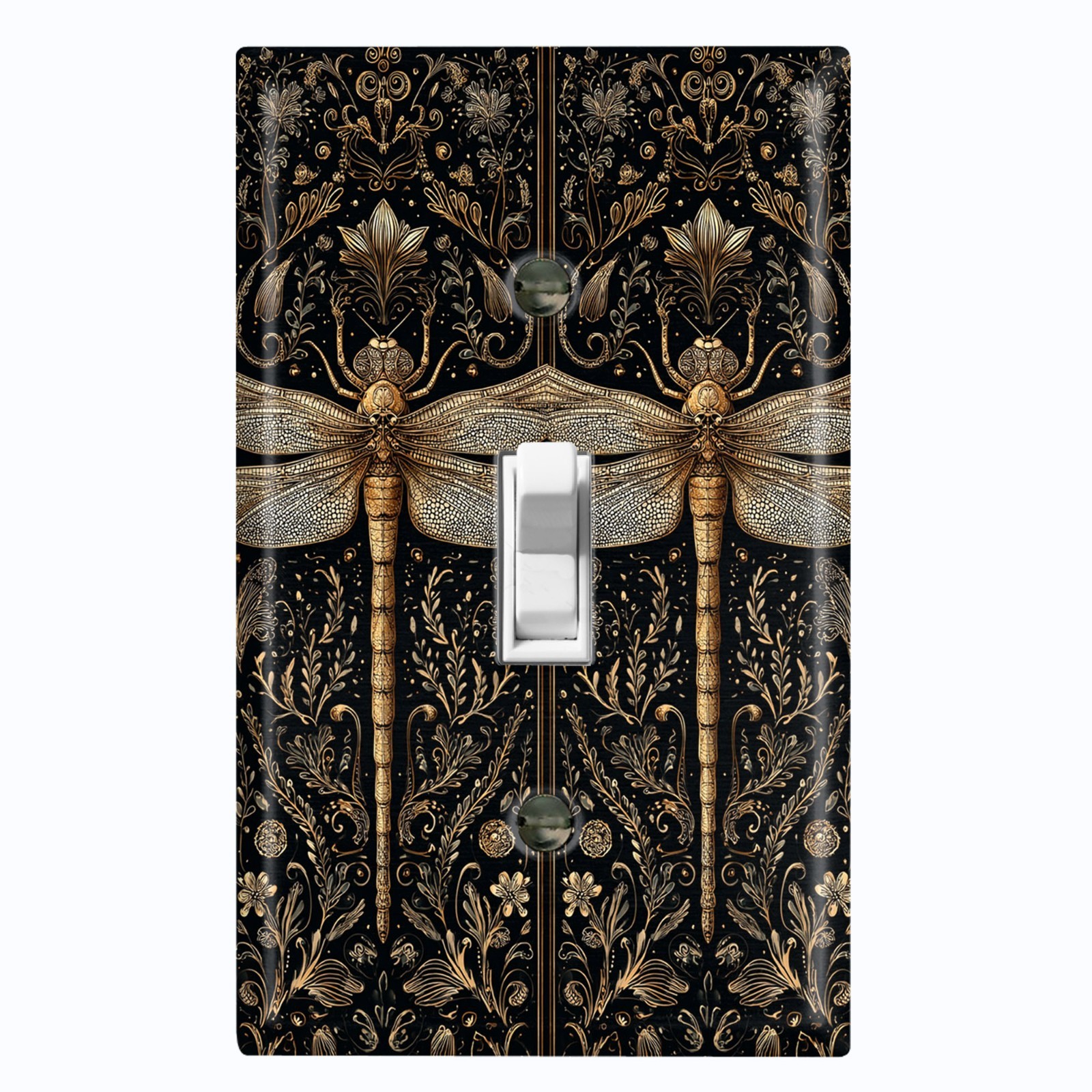 Metal Light Switch Outlet Cover Wall Plate Elegant Dark Dragonfly Decor BEE119
