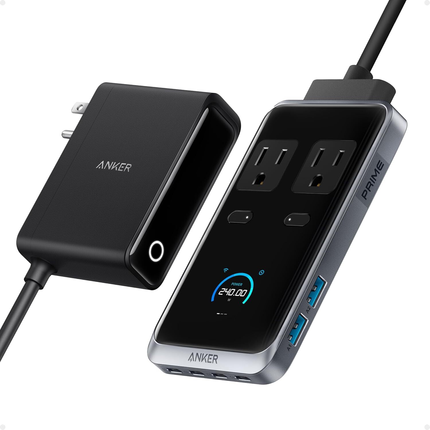 Anker Prime Charging Station 240W 8-in-1 USB C Power Strip 2-AC Ports 5ft Cord